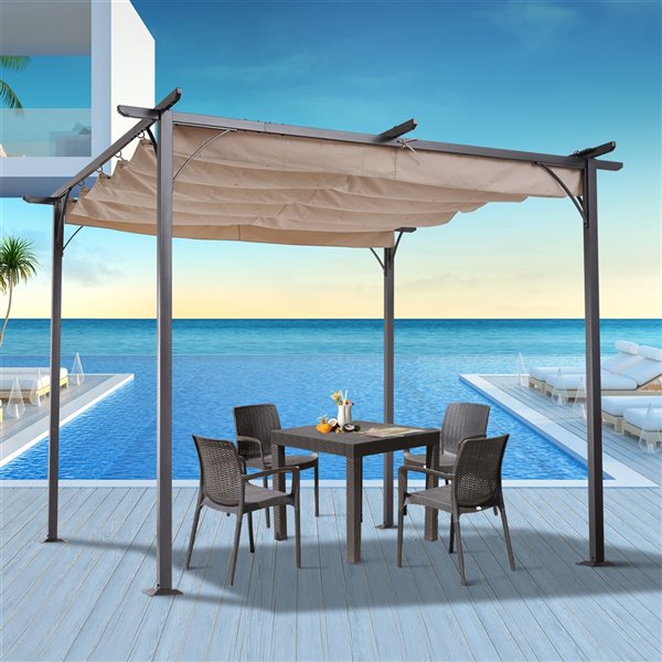 Outsunny The Pavilion 9.8-in W X 9.8-in L X 7.5-in Beige Metal Freestanding Pergola Canopy Included