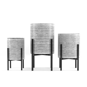Jardinière en métal blanc 14 po x 26 po par Gild Design House, ens. de 3