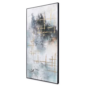 Gild Design House Black Plastic Framed 40-in x 20-in Abstract Painting