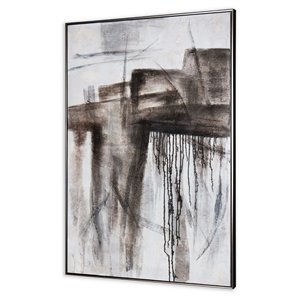 Gild Design House Black Plastic Framed 48-in x 33-in Abstract Hand-painted Painting