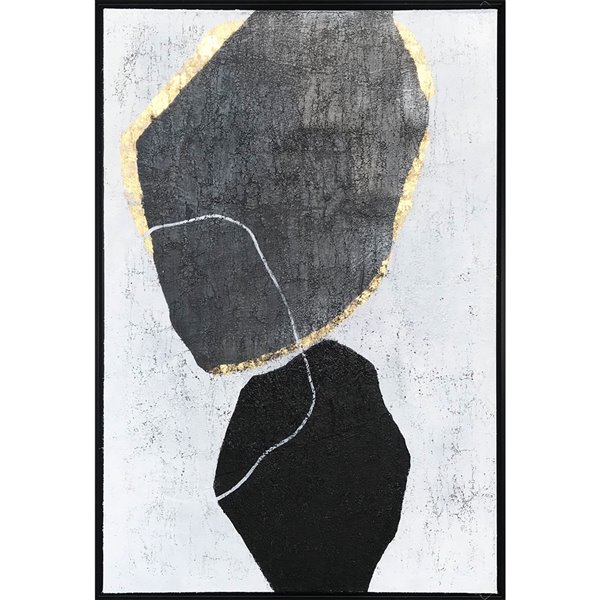 Gild Design House Stoney Silhouettes Black Plastic Framed 36-in x 24-in Abstract Hand-painted Painting