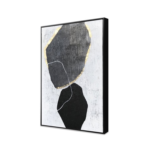 Gild Design House Stoney Silhouettes Black Plastic Framed 36-in x 24-in Abstract Hand-painted Painting