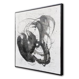 Peinture Abyss abstraite faite à la main avec cadre en plastique doré 30 po x 30 po par Gild Design House