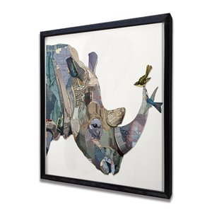 Collage d'animal avec cadre en plastique noir 28 po x 28 po par Gild Design House