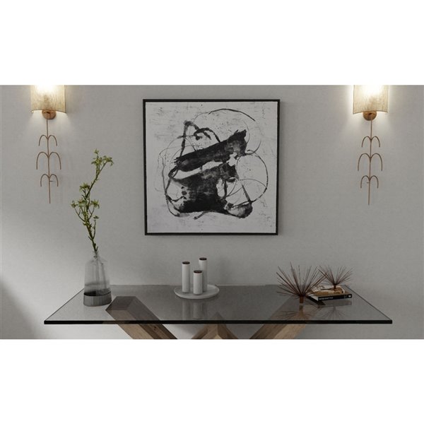 Gild Design House Abyss Black Plastic Framed 30-in x 30-in Abstract Hand-painted Painting