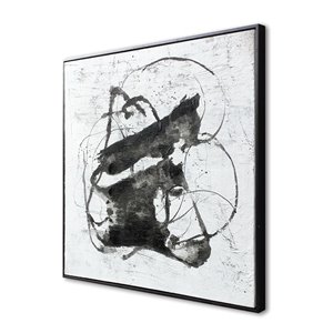 Gild Design House Abyss Black Plastic Framed 30-in x 30-in Abstract Hand-painted Painting