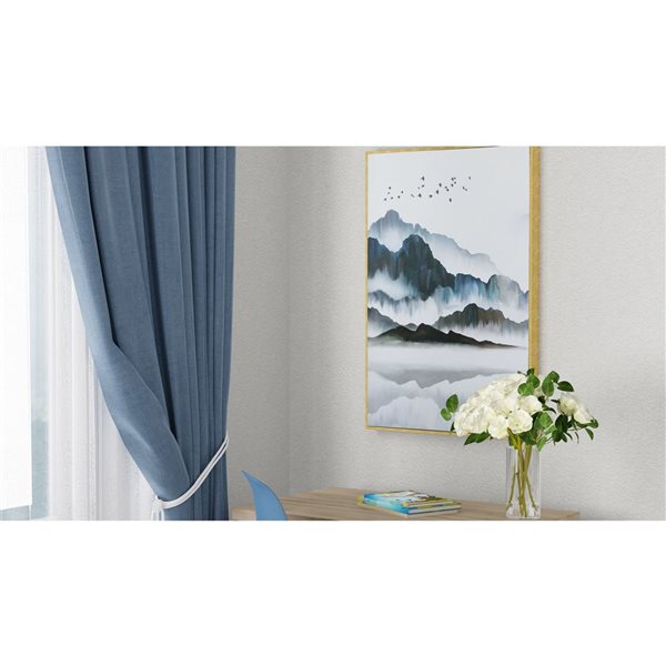 Peinture Misty de paysage avec cadre en plastique brun 36 po x 24 po par Gild Design House