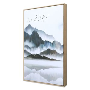Peinture Misty de paysage avec cadre en plastique brun 36 po x 24 po par Gild Design House