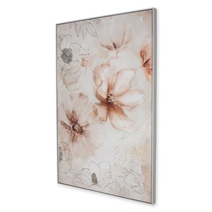 Gild Design House White Plastic Framed 48-in x 33-in Floral Painting