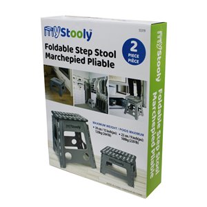 MyStooly 1-step 220-lb Capacity Grey Plastic Foldable Step Stool - 2-Pack