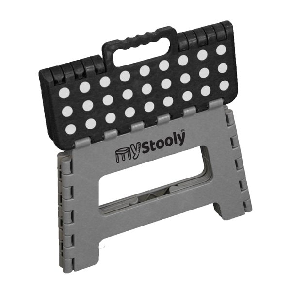 MyStooly 1-step 220-lb Capacity Black Plastic Foldable Step Stool - 2-Pack