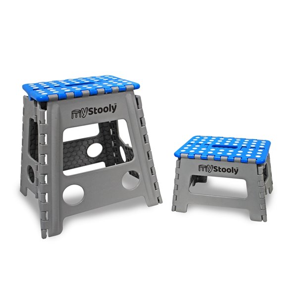 MyStooly 1-step 220-lb Capacity Blue Plastic Foldable Step Stool - 2-Pack