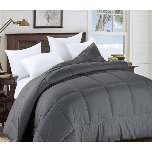 Swift Home Grey Solid King Comforter (Polyester with Polyester Fill)