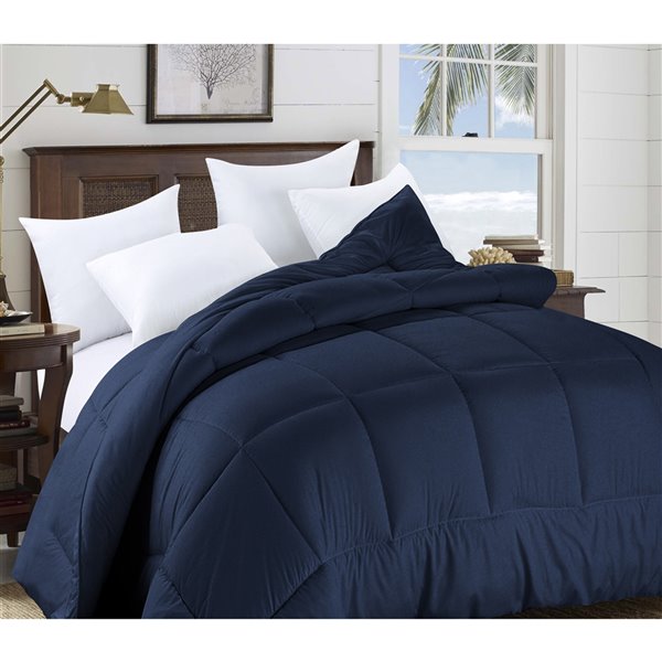 Swift Home Navy Solid King Comforter (Polyester with Polyester Fill)