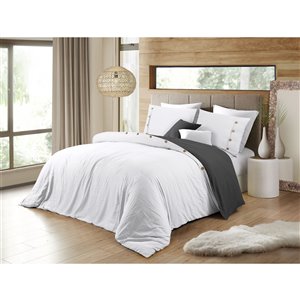 Swift Home Reversible White Twin Duvet Cover Set - 2-Pieces