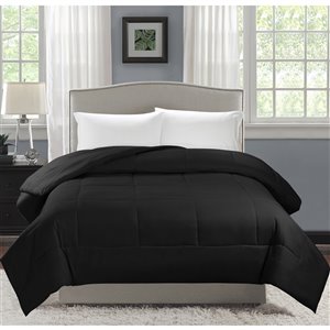 Swift Home Black Solid Twin Comforter (Polyester with Polyester Fill)