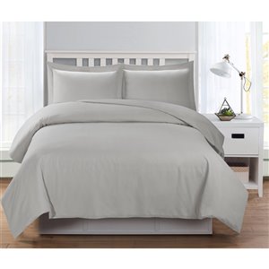 Swift Home Light Grey Full/Queen Duvet Cover Set - 3-Pieces