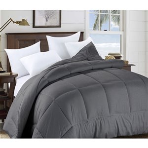 Couette en polyester avec rembourrage en polyester gris uni, lit une place, par Swift Home