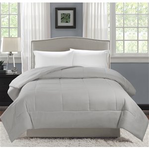 Couette en polyester avec rembourrage en polyester gris clair uni, lit une place, par Swift Home