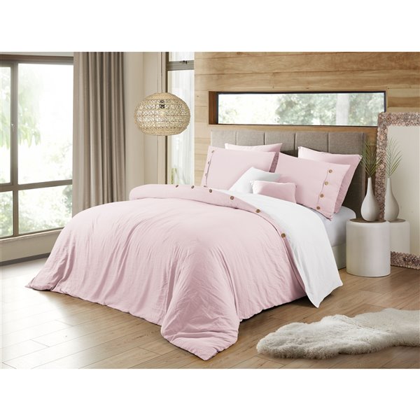 Pale Pink Full Queen Duvet Cover Set, Pink Queen Bed Set