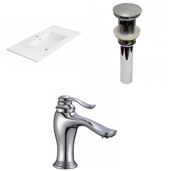 American Imaginations Xena 35.5-in White Ceramic Single Sink Bathroom Vanity Top