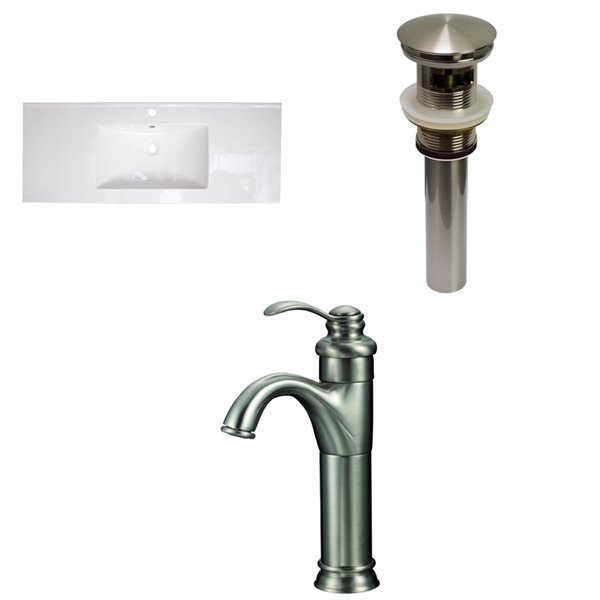 American Imaginations 39.75-in White Transitional Ceramic Single Sink Bathroom Vanity Top