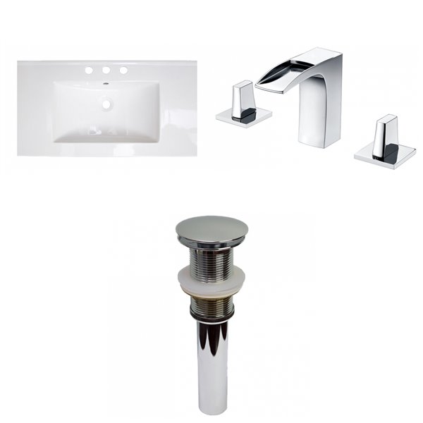 American Imaginations Flair 32-in White Fire Clay Bathroom Vanity Top American Imaginations Flair 32-in White Fire Clay Bathroom Vanity Top