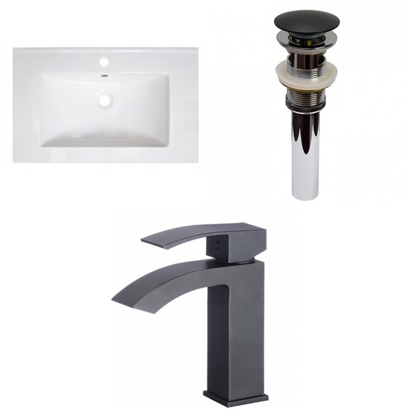 American Imaginations Vee 30-in White Fire Clay Single Sink Bathroom Vanity Top