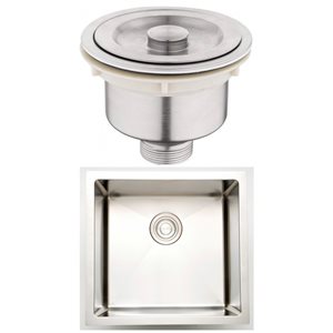 American Imaginations 15-in x 15-in 1-Basin Brushed Nickel Undermount Laundry Sink with Drain