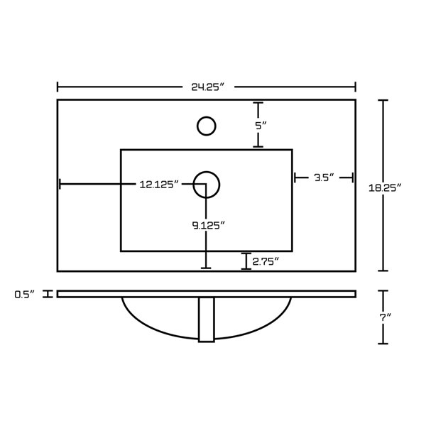 American Imaginations Roxy 24.25-in White Fire Clay Single Sink Bathroom Vanity Top