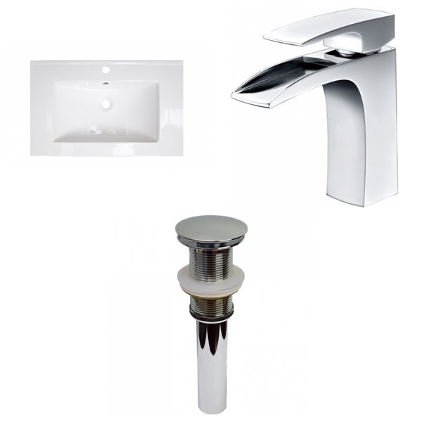 American Imaginations Roxy 24.25-in White Fire Clay Single Sink Bathroom Vanity Top