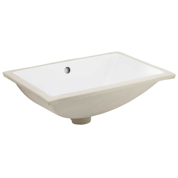 American Imaginations 14.35-in x 20.75-in White Ceramic Undermount Rectangular Bathroom Sink/Faucet and Overflow Drain