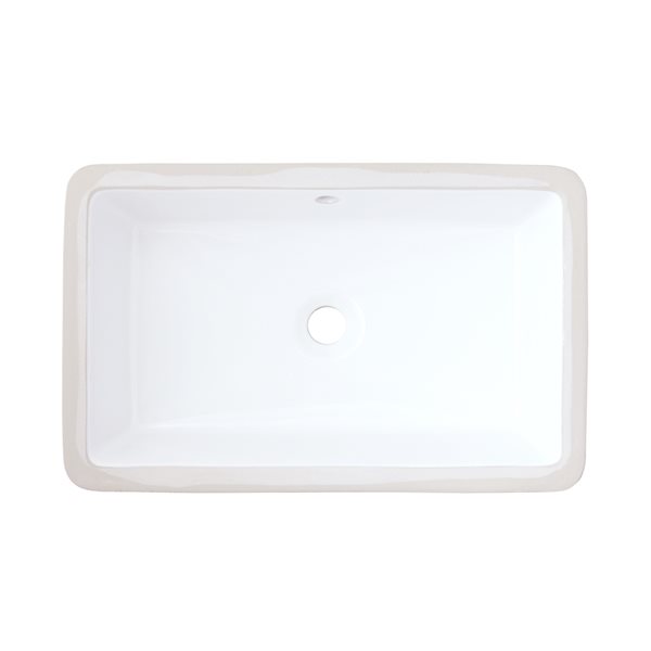 American Imaginations 13.87-in x 21.87-in White/Black Ceramic Undermount Rectangular Bathroom Sink with Overflow Drain