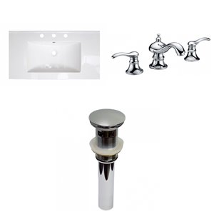 American Imaginations Flair 36.75-in White Transitional/Fire Clay Single Sink Bathroom Vanity Top