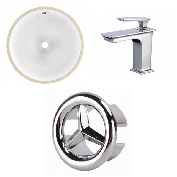 S.i n a.ページ American Imaginations 15.25-in x 15.25-in White Ceramic Undermount