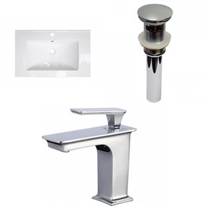 American Imaginations Roxy 24.25-in White/Enamel Glaze Fire Clay Single Sink Bathroom Vanity Top