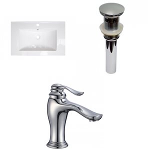 American Imaginations Roxy 24.25-in White Enamel Glaze Ceramic/Single Sink Bathroom Vanity Top