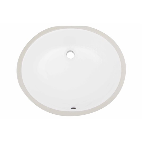 American Imaginations 15.75-in x 19.25-in White/Bronze Ceramic Undermount Oval Bathroom Sink and Overflow Drain