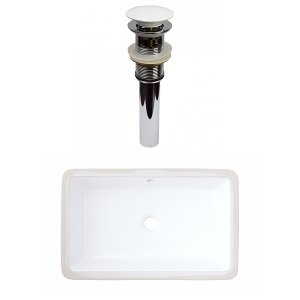 American Imaginations 13.87-in x 21.87-in White Ceramic Undermount Rectangular Bathroom Sink/Overflow Drain