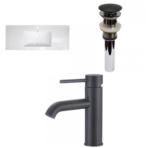 American Imaginations 39.75-in White Enamel Glaze Ceramic Single Sink Bathroom Vanity Top