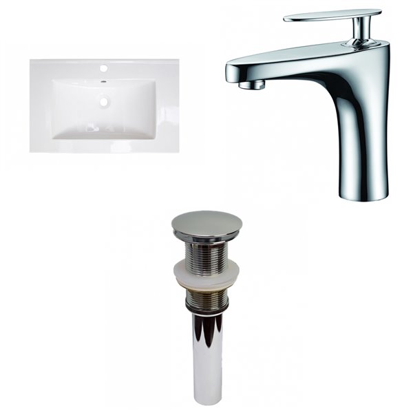 American Imaginations Roxy 24.25-in White Fire Clay Bathroom Vanity Top American Imaginations Roxy 24.25-in White Fire Clay Bathroom Vanity Top