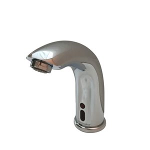 Robinet de salle de bain Myrna en chrome poli monotrou sans contact, plaque de recouvrement comprise, par Westmount Waterworks