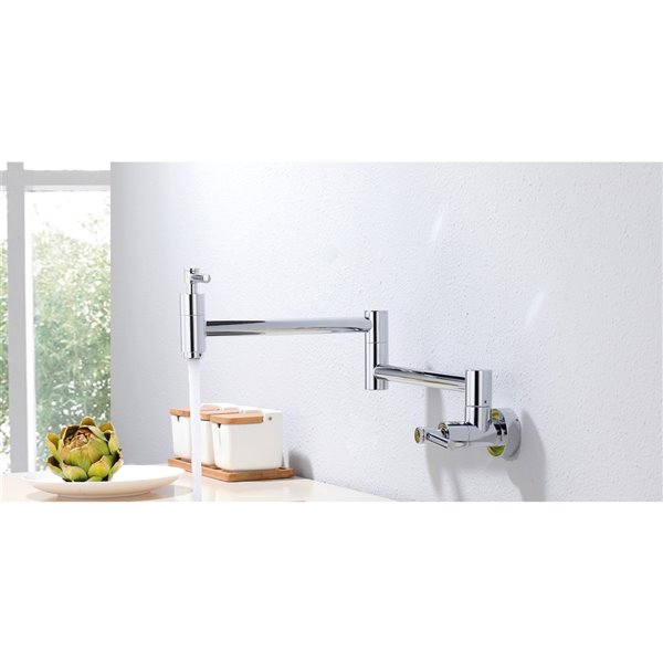 Westmount Waterworks Wexford Polished Chrome 2-Handle Wall Mount Pot Filler Kitchen Faucet