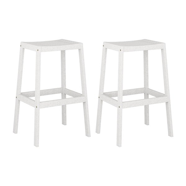 Tabourets de bar d'extérieur Miramar en bois massif blanchi de CorLiving, lot de 2