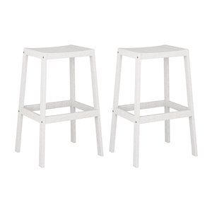 Tabourets de bar d'extérieur Miramar en bois massif blanchi de CorLiving, lot de 2