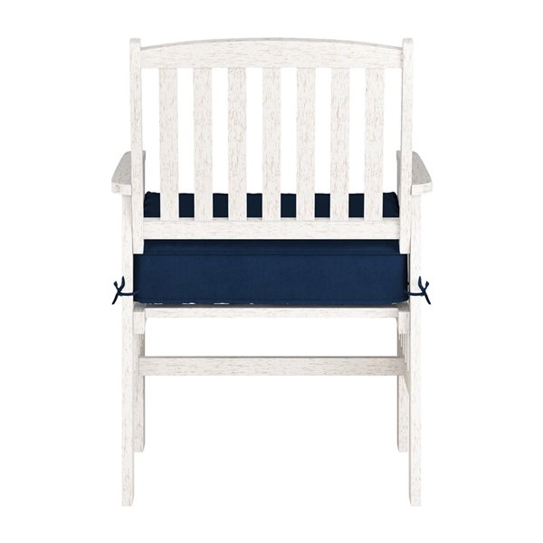 Ensemble de fauteuils d'extérieur Miramar en bois massif blanchi de CorLiving, coussins bleu marine, lot de 2