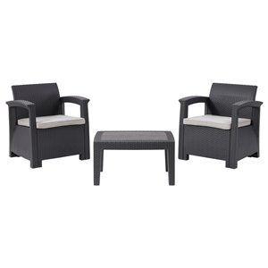 Mobilier de conversation pour l'extérieur Lake Front en plastique avec coussins inclus par Corliving, lot de 3