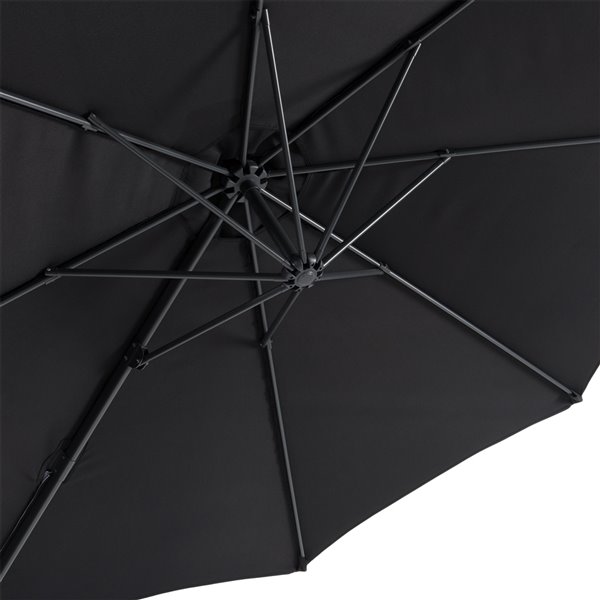 CorLiving Parasol de patio inclinable et déporté de 9,5 pi avec mât en aluminium, noir