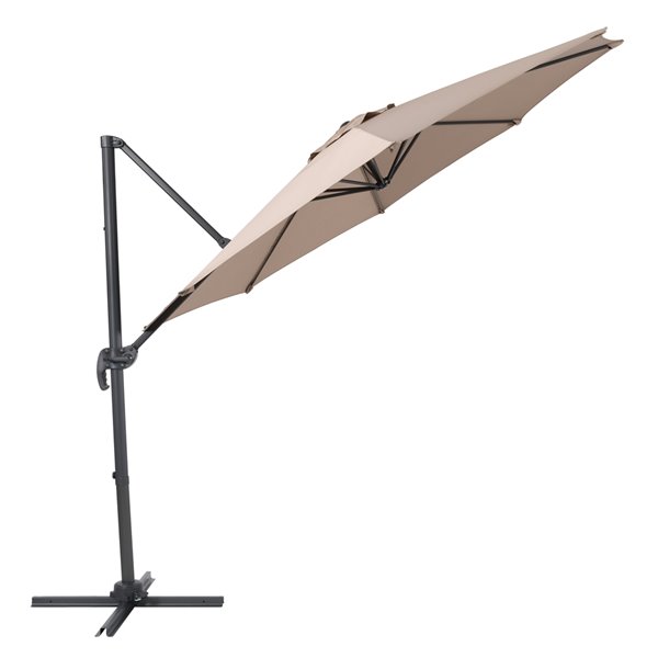 CorLiving Parasol inclinable taupe de 9,5 pi avec mât en aluminium