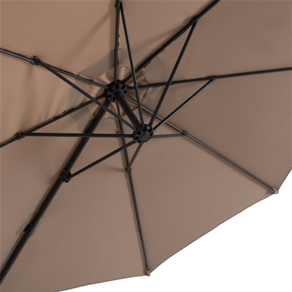 CorLiving Parasol inclinable taupe de 9,5 pi avec mât en aluminium